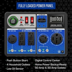 XP15000HXT 15,000 Watt Tri Fuel Portable Home Power Backup HXT Generator w/CO Al