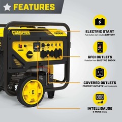 201160- Champion 12,000-Watt Electric Start Portable Generator w/ CO Shield®