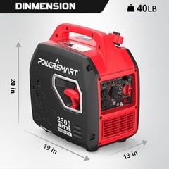 PowerSmart 2500W Gas Inverter Generator, 120V Inverter with USB & AC/DC Output