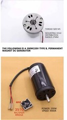 220V550W High Power Permanent Magnet DC Generator Manual Pedal DC Motor Motor