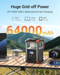 Portable Power Station, 236.8Wh/64,000mAh Outdoor 165W Solar Generator