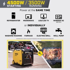 Champion 4,500-W Portable Gas Inverter Generator with EZ Remote Start, CO Sensor