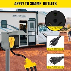 30 Amp to 110V RV Generator Adapter, Triple Outlet, ETL
