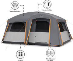 CORE Tent For Car/Family Camping 10 Person W/Full Rainfly For Outdoor Adventures
