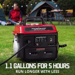 PowerSmart Gas Generator 1200W, 5H Runtime, 120 AC & 12V DC Output, Lightweight