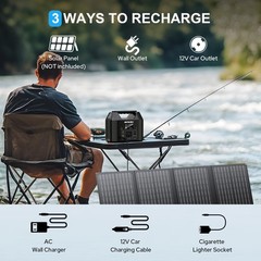SinKeu Portable Power Station 122.8Wh, LiFePO4 Battery Solar 150W, Black