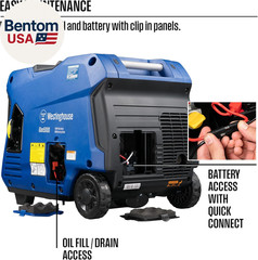 5000 Peak Watt Super Quiet Portable Inverter Generator, Remote Electric Start wi