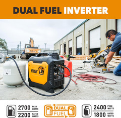 Pulsar 2700 Watt Portable Inverter Generator, Dual Fuel Gasoline & Propane, CO S