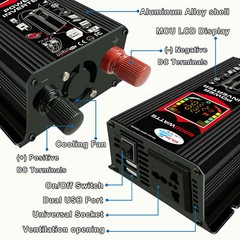 500W Car Boat DC 12V To AC 220V USB Converter Power Inverter Smart Display