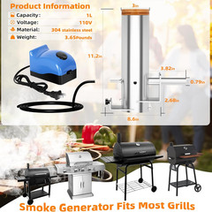 Smoke Generator, Hot and Cold Smoke Generator with Lid & Air Pump, Portable Elec