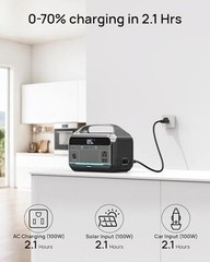 Portable Power Station, 288Wh LiFePO4 Battery, 350W (600W Peak) Dark Grey