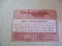 Vintage Thermax TC 25G DC Generator Off Grid Power 25 – 150 Watts NOS