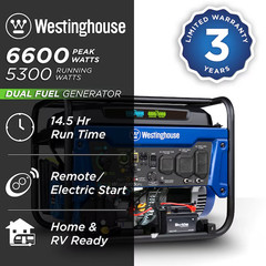 Westinghouse WGen5300DFc Remote Electric Start 6600 Starting #WGEN5300DFC