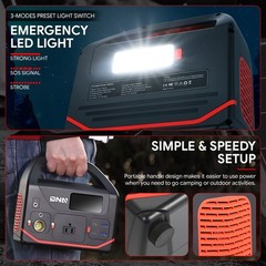 300W 333Wh Portable Power Station Backup Solar Generator RV Camping Home Travel