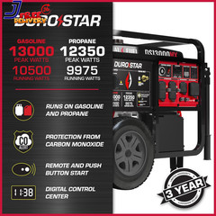 13,000-Watt 500Cc Dual Fuel Portable Generator Gas Propane Remote Electric Start