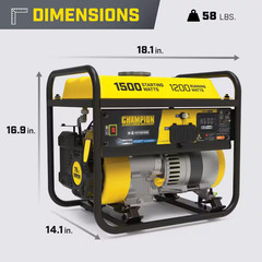 1500/1200-Watt Recoil Start Gasoline Powered RV Ready Portable Generator with CO