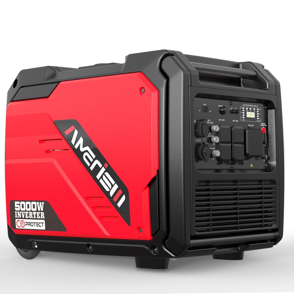 Amerisun 5000W Inverter Gas Generator, 223cc, 10H Runtime, USB & 120V AV Output