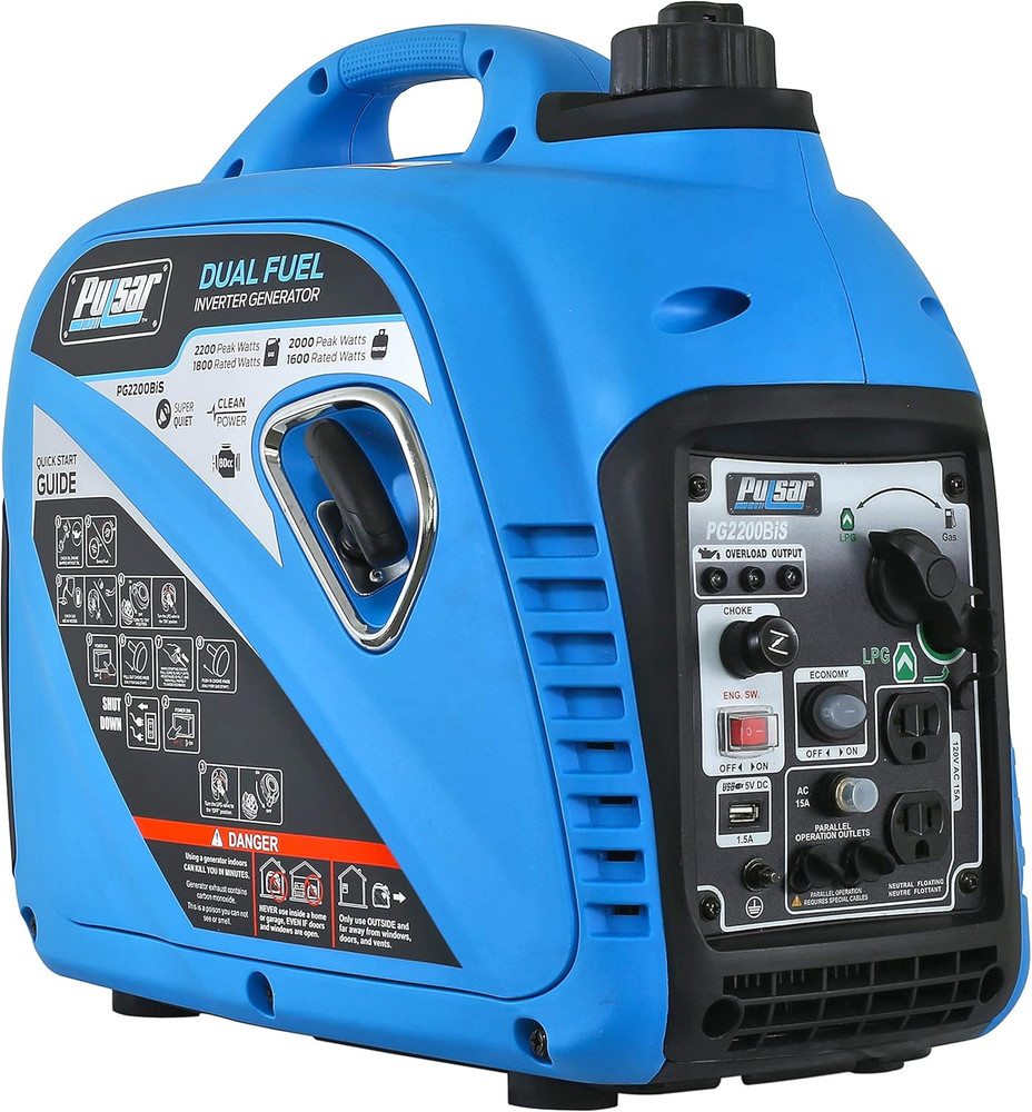 2,200W Portable Dual Fuel Quiet Inverter Generator with USB Outlet & Parallel Ca