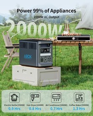 ABOK Ark2000 Portable Power Station 1536Wh 2000W Solar Generator, UPS, LiFePO4
