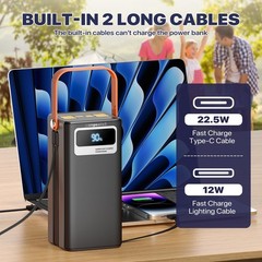 99.9Wh Portable Power Bank Generator with Flashlight, LCD Display, PD Fast Charg