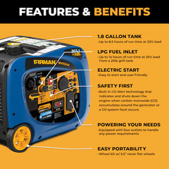 Firman WH03348 Electric Start 120V with Power Cord and Cover 4000 Starting / 320