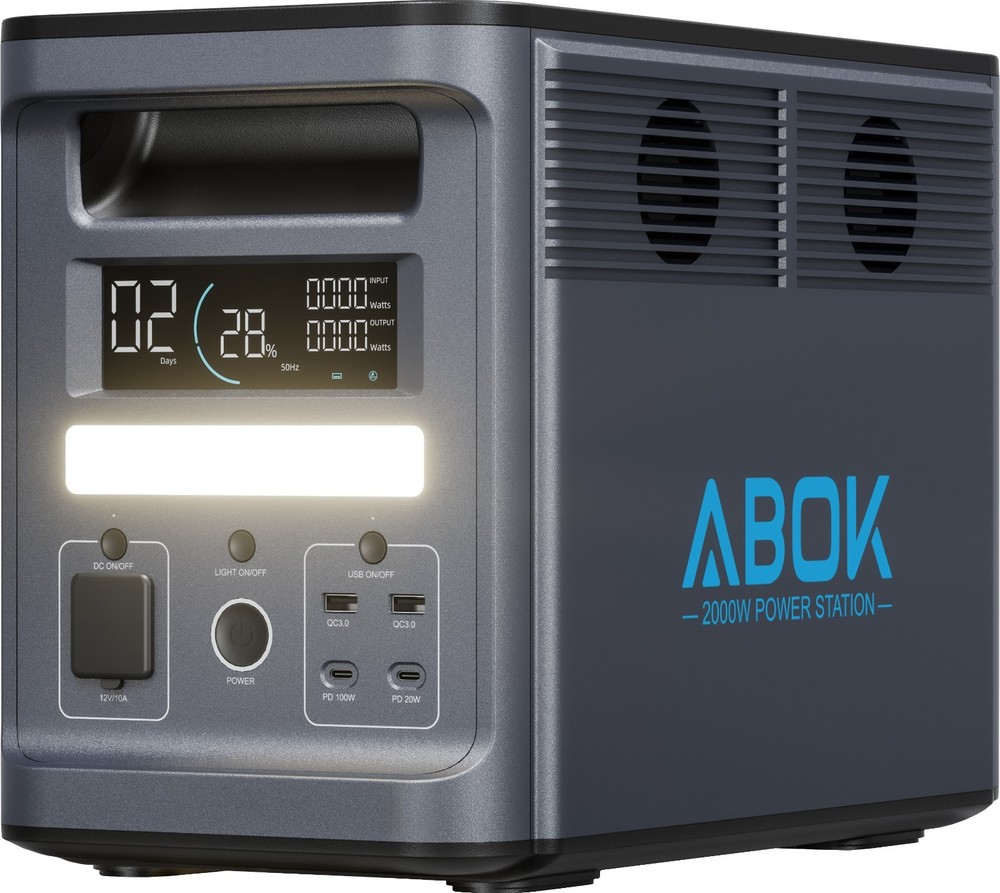 ABOK Ark2000 Portable Power Station 1536Wh 2000W Solar Generator, UPS, LiFePO4