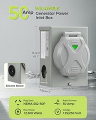 Upgraded 50 AMP Generator Power Inlet Box List Locking 3 Prong 125V Waterproof