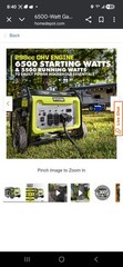 RYOBI 6,500-Watt Gasoline Powered Generator with CO Shutdown Sensor