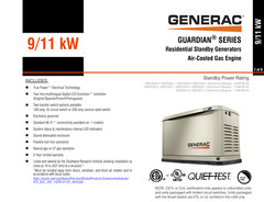Generac Guardian 9kW Standby Generator, LP/NG, 240V, Air-Cooled, Model 7029