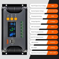 SOLAR PANEL CHARGE CONTROLLER 12V/24V 30A 60A 80A AUTOMATIC PANEL