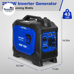 Gas Generator 2500W, 80Cc 4 Stroke Quiet Inverter Generator with CO Sensor, Para