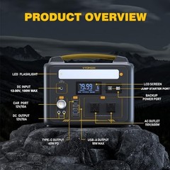 Portable Power Station 600W, 299Wh Solar Generator LiFePO4 Battery Jump 600X