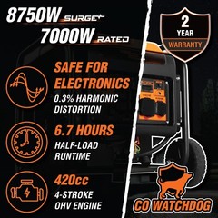 8750W RV/Transfer-Switch-Ready 120V/240V Open Frame Inverter Generator/CO Sensor