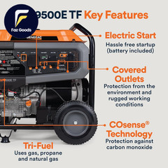 Generac 12,500 Starting Watt Tri-Fuel Portable Generator Electric Start