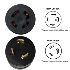3 Prong to 4 Prong 30 Amp Generator Adapter L5-30P to L14-30R (Hots Bridged)