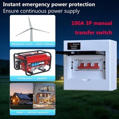 100A Generator Transfer Switch, Manual 120/240V, 24000W…