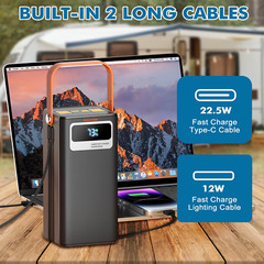 Portable Power Station, 27,000Mah Outdoor Generator with Built in Cable, Portabl