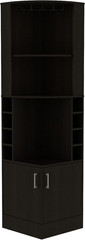 Corner Bar Cabinet with Two Shelves at the Top, Glass Holder, 8 Exterior Bottle