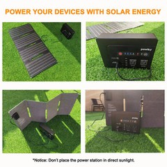 Powkey 146Wh 200W Portable Power Station Solar Generator with 40W Solar Panel