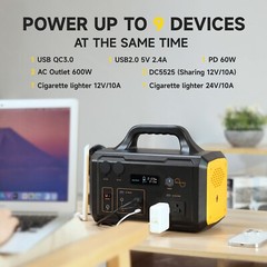 600W Portable Power Station 655Wh Solar Generator Backup Battery for Camping