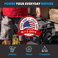 Generador portátil a gas con asa de transporte de 1200 W y amplio espacio US NEW