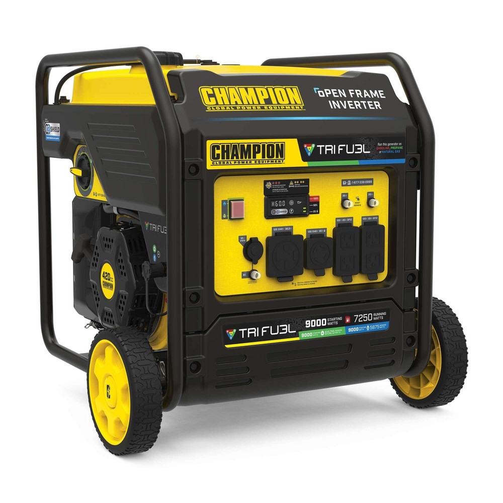 Champion Power Equipment, 9000/7250 Tri Fuel Inverter Generator w/CO Shield,
