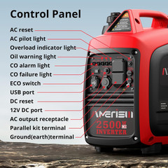 2500W Gas Portable Inverter Generator Quiet CO Sensor RV Camping Home