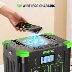 Portable Power Station 300W, 288Wh Solar Generator with 60W USB-C PD Green