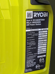 Ryobi RYi1802BTVNM, 40V – 3000W Power Station WITH 4 – EDGE 8Ah BATTERIES!