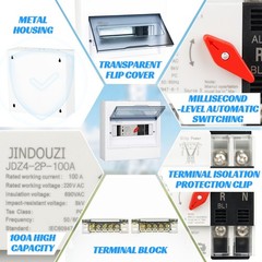 100A Automatic Transfer Switch,220V Generator 4P AC220V, Black