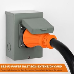 25FT 50Amp Generator Power Cord Inlet Box NEMA 14-50P to SS2-50R & Weatherproof