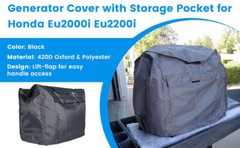 Waterproof Generator Cover w/ Storage Pocket for Honda Eu2200i Eu2000i Generator