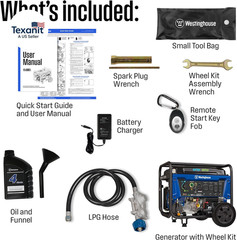 12500 Peak Watt Dual Fuel Home Backup Portable Generator, Remote Electric Start,
