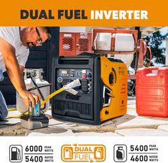 6000 Watt Portable Inverter Generator Dual Fuel Remote Start CO Sensor
